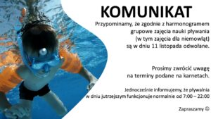 Read more about the article 11. listopada zajęcia nauki pływania są odwołane